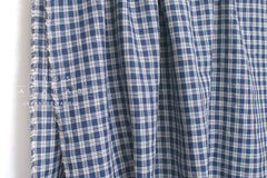 DEADSTOCK Japanese Fabric 100% Linen Check - blue - 50cm