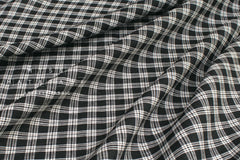 DEADSTOCK Japanese Fabric 100% Linen Check - black - 50cm