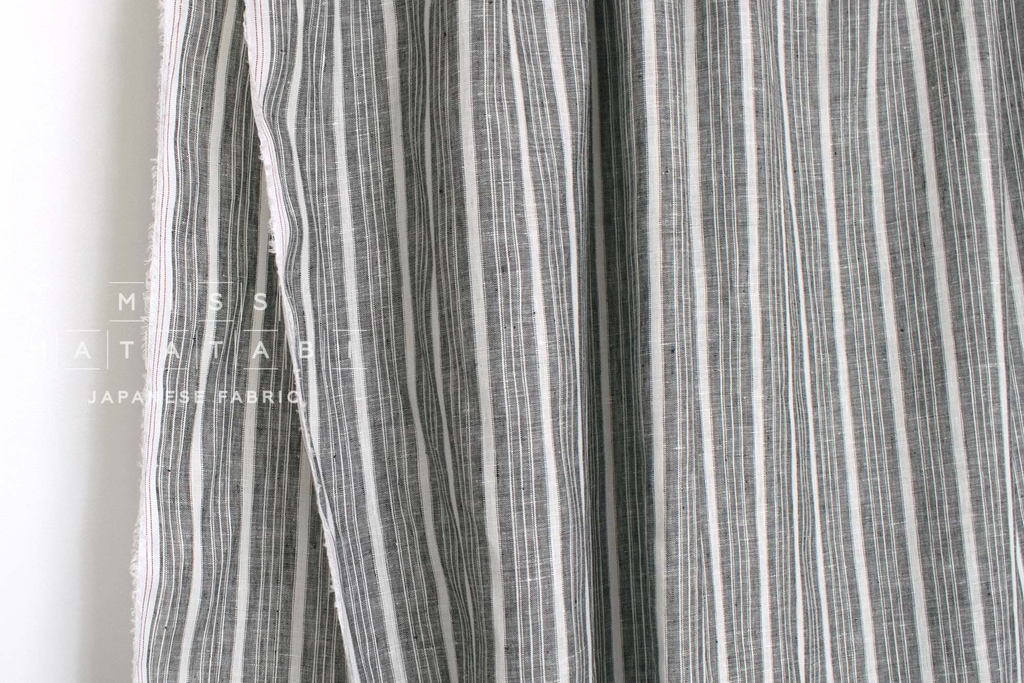 DEADSTOCK Japanese Fabric 100% Linen Stripes - 9003 - 50cm