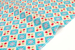 Japanese Fabric Cheery Tiles - blue - 50cm
