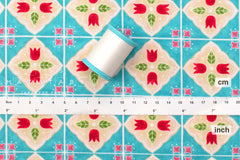 Japanese Fabric Cheery Tiles - blue - 50cm