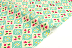 Japanese Fabric Cheery Tiles - green - 50cm