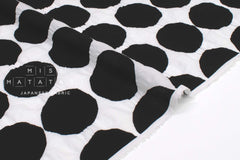 Japanese Fabric Spots Ripple Lawn - black on white - 50cm