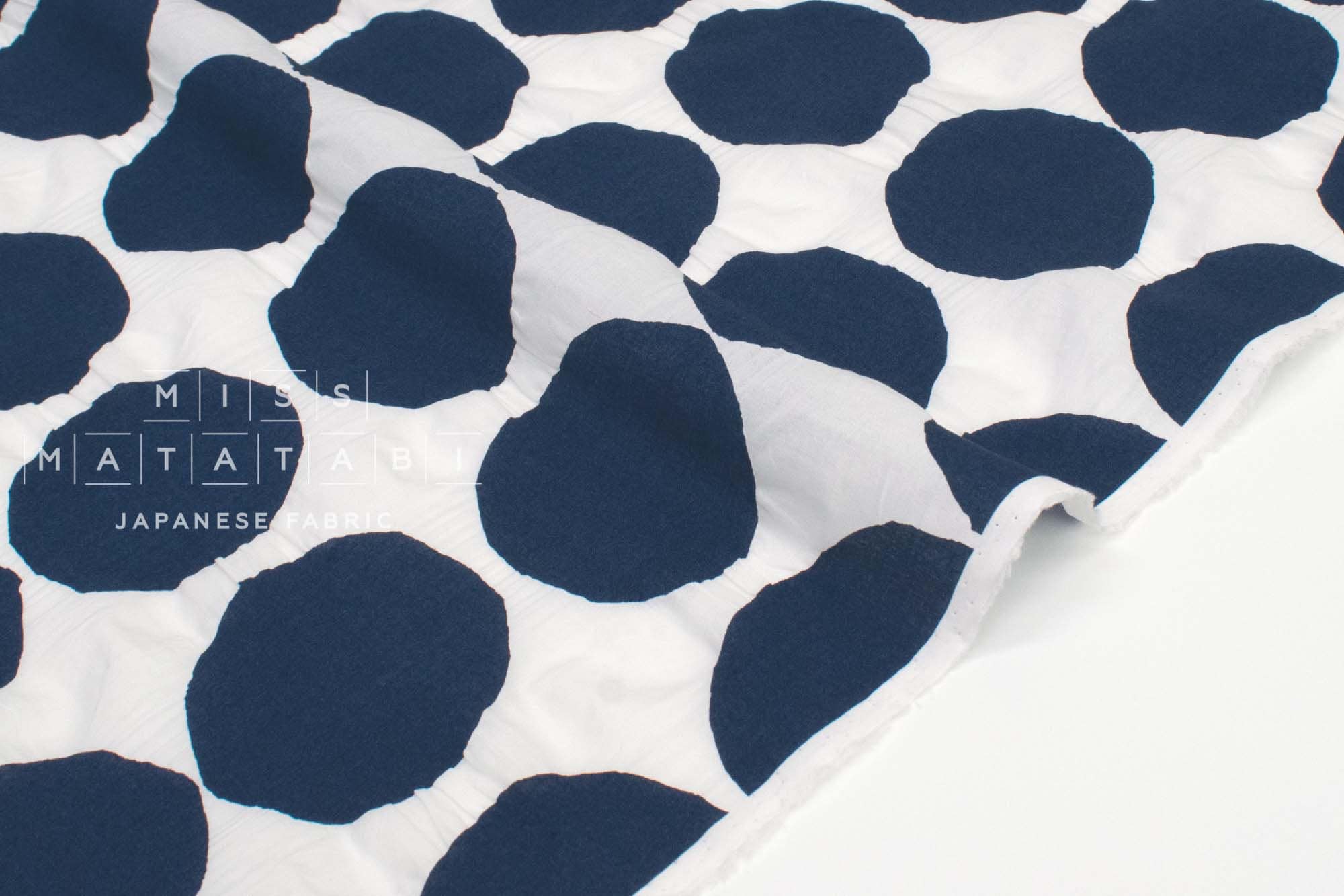 Japanese Fabric Spots Ripple Lawn - navy - 50cm
