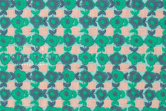 Japanese Fabric Floral Embroidered Cotton Lawn - blue, green - 50cm