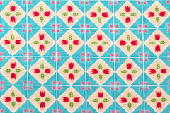 Japanese Fabric Cheery Tiles - blue - 50cm