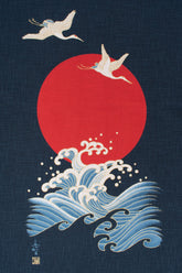 Shokunin Collection Hand-printed Japanese Fabric Panel Asahi Tsuru - 50cm