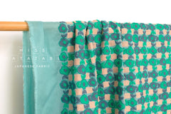 Japanese Fabric Floral Embroidered Cotton Lawn - blue, green - 50cm
