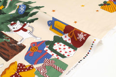 Japanese Fabric Christmas Tree Kitties Panel - 61cm