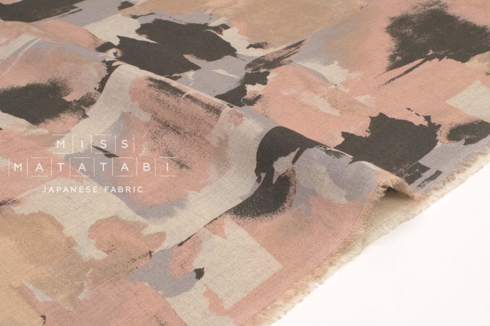 Japanese Fabric Contemporary Art Linen Blend - B - 50cm