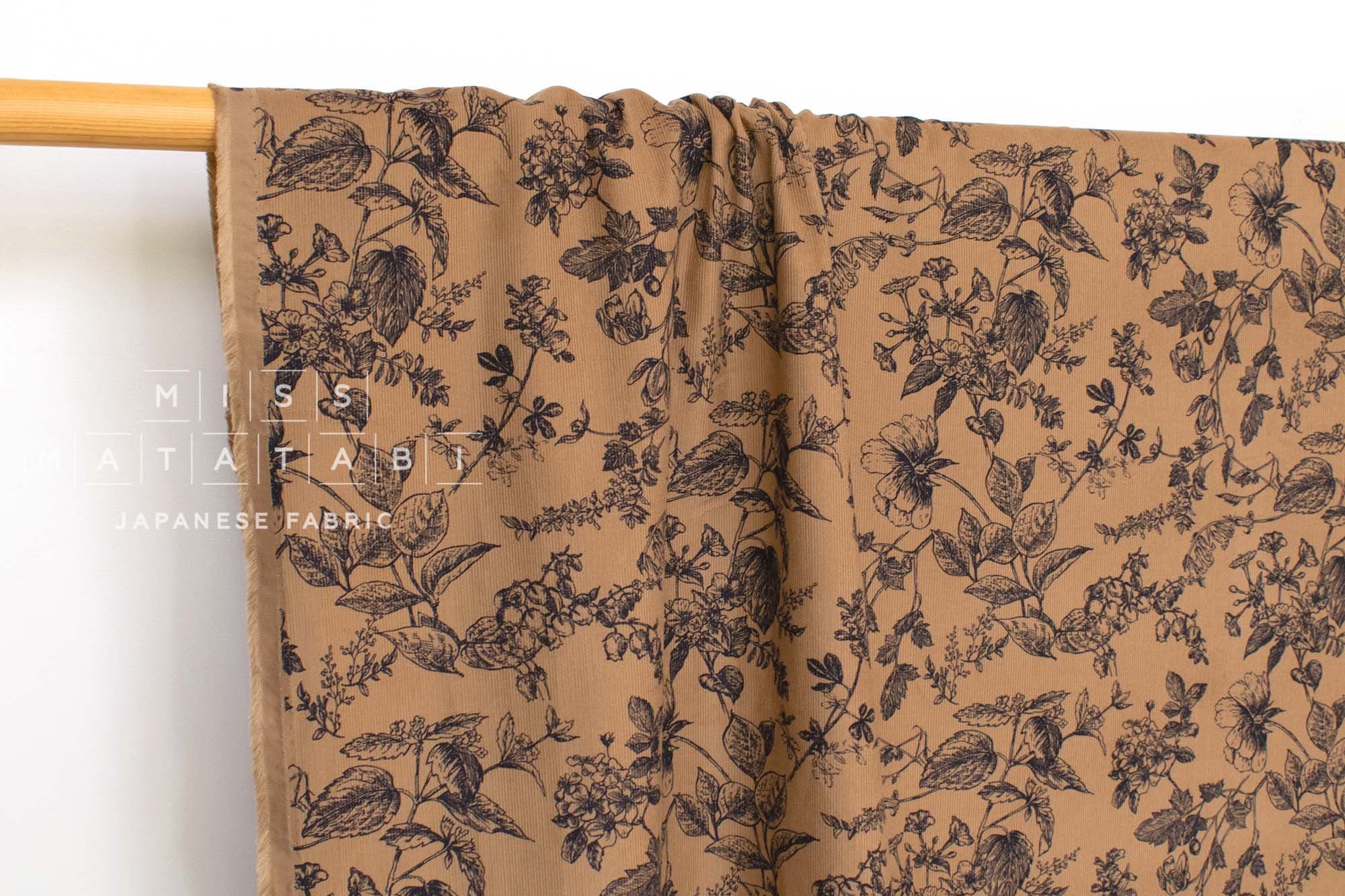 DEADSTOCK Japanese Fabric Corduroy - botanical - 50cm