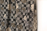 Japanese Fabric Yarn Dyed Jacquard Woven Floral Check - black, latte - 50cm