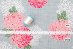 DEADSTOCK Japanese Fabric Traditional Floral - grey - 50cm