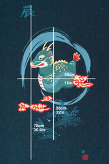 Shokunin Collection Hand-printed Japanese Fabric Panel Eto Dragon - 50cm
