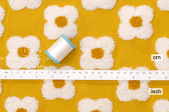 Japanese Fabric Punch Needling Style Floral Embroidery - yellow - 50cm