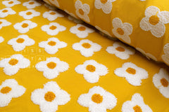 Japanese Fabric Punch Needling Style Floral Embroidery - yellow - 50cm