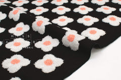 Japanese Fabric Punch Needling Style Floral Embroidery - black - 50cm