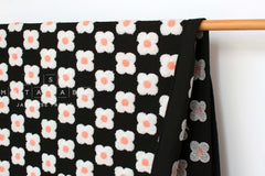 Japanese Fabric Punch Needling Style Floral Embroidery - black - 50cm