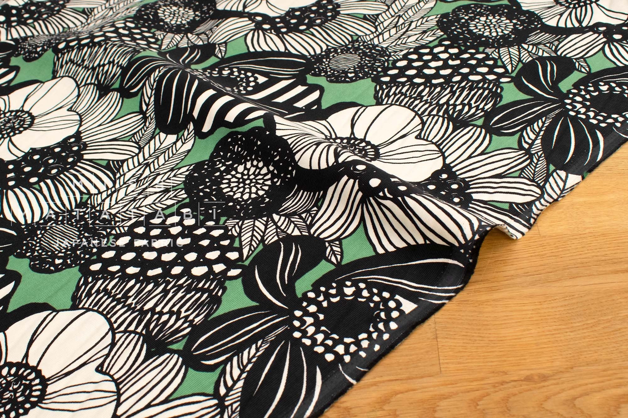 Japanese Fabric Corduroy Wild Floral - B - 50cm