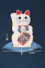 Shokunin Collection Hand-printed Japanese Fabric Panel Maneki Neko - 50cm