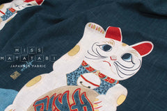 Shokunin Collection Hand-printed Japanese Fabric Panel Maneki Neko - 50cm