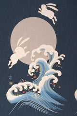 Shokunin Collection Hand-printed Japanese Fabric Panel Usagi and Nami - 50cm