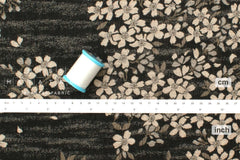 Japanese Fabric - Yarn Dyed Woven Falling Sakura Jacquard - black, latte - 50cm