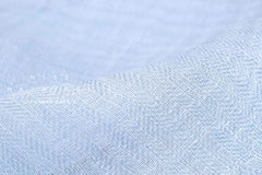 DEADSTOCK Japanese Fabric Washed Herringbone Linen Voile - cornflower blue - 50cm