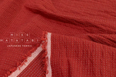 DEADSTOCK Japanese Fabric Shokunin Collection Yarn Dyed Little Sashiko Stitches - red - 50cm