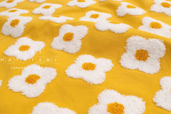 Japanese Fabric Punch Needling Style Floral Embroidery - yellow - 50cm