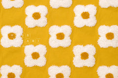 Japanese Fabric Punch Needling Style Floral Embroidery - yellow - 50cm