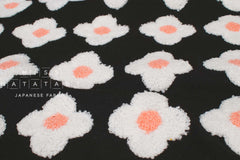 Japanese Fabric Punch Needling Style Floral Embroidery - black - 50cm