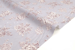 DEADSTOCK Japanese Fabric Rosie's Floral - pale grey mauve - 50cm