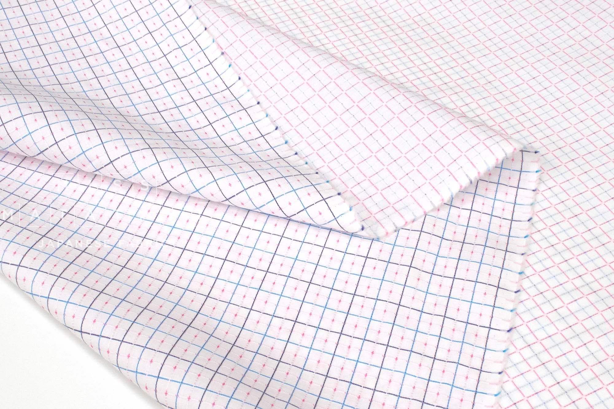 DEADSTOCK Japanese Fabric Dobby Check - blue - 50cm