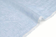DEADSTOCK Japanese Fabric Washed Herringbone Linen Voile - cornflower blue - 50cm