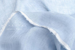 DEADSTOCK Japanese Fabric Washed Herringbone Linen Voile - cornflower blue - 50cm