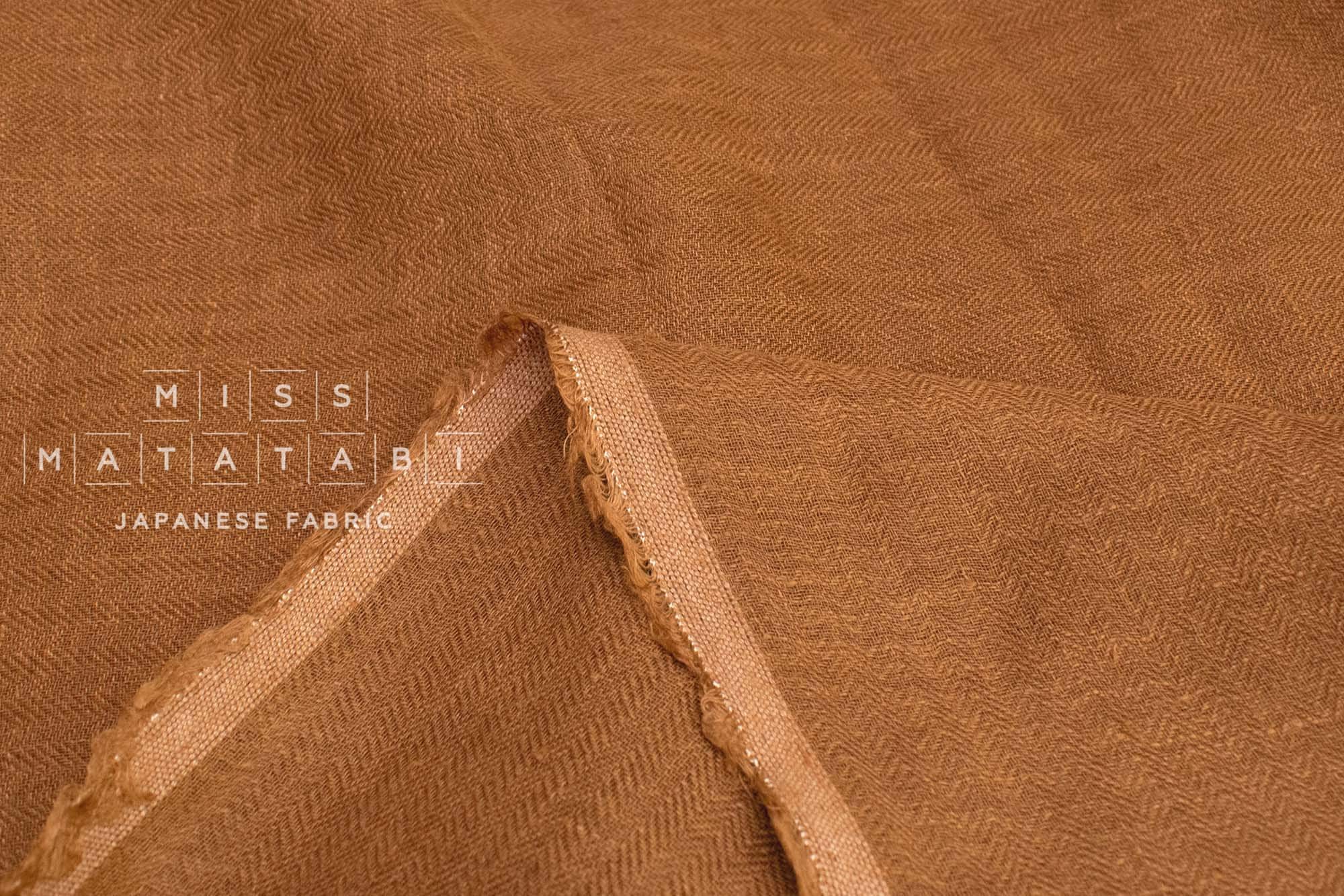 DEADSTOCK Japanese Fabric Washed Herringbone Linen Voile - B - 50cm