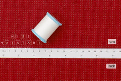 DEADSTOCK Japanese Fabric Shokunin Collection Yarn Dyed Little Sashiko Stitches - red - 50cm