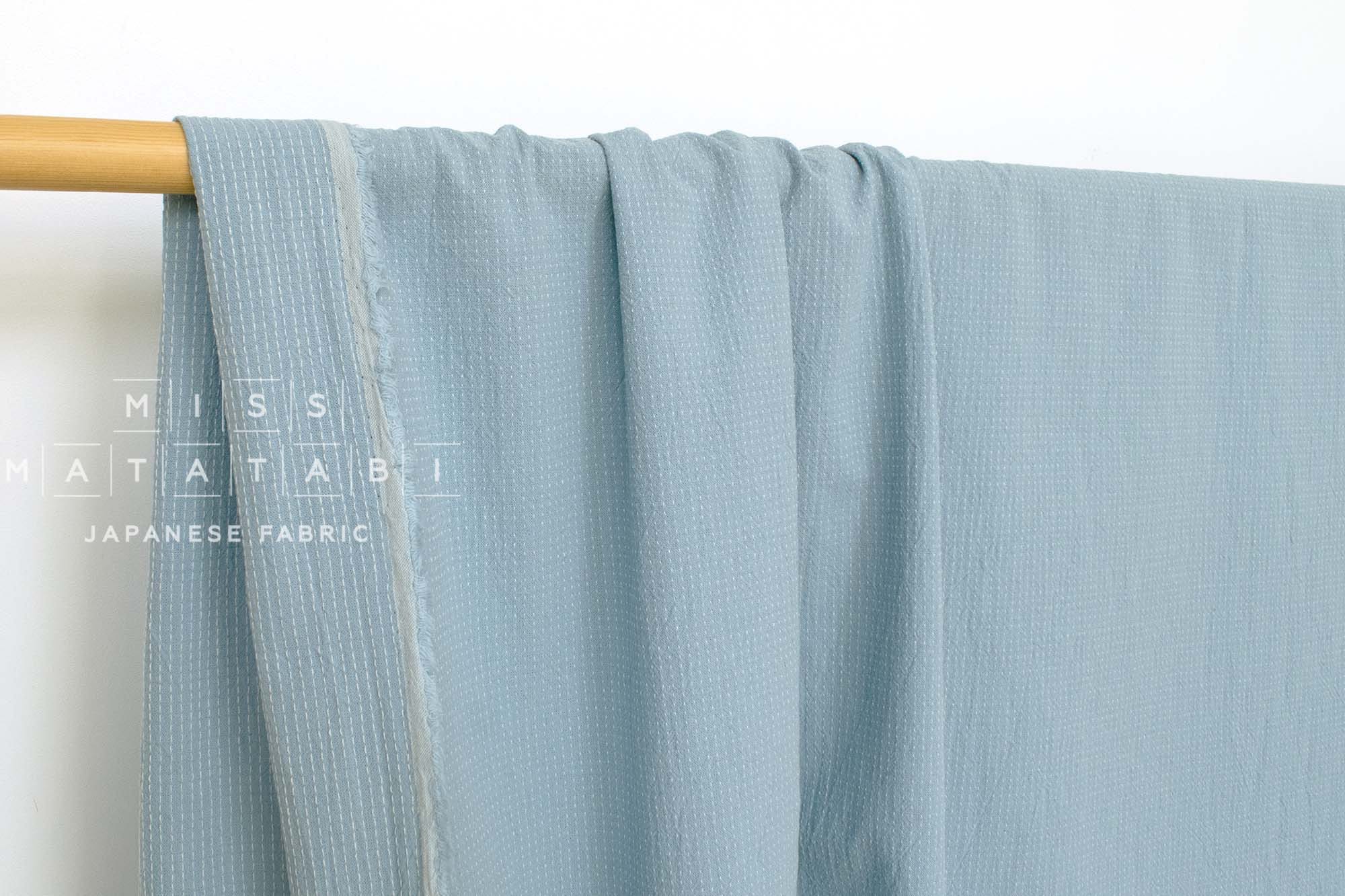 DEADSTOCK Japanese Fabric Shokunin Collection Yarn Dyed Little Sashiko Stitches - light blue - 50cm