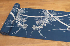 Shokunin Collection Hand-printed Chusen Japanese Yukata Fabric - Take ni Akikusa - blue - 50cm