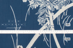 Shokunin Collection Hand-printed Chusen Japanese Yukata Fabric - Take ni Akikusa - blue - 50cm