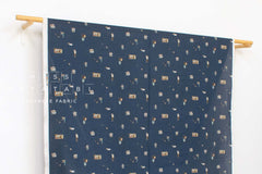 Japanese Fabric Life with Cat - navy blue - 50cm