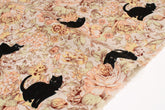 Japanese Fabric Boy Cat and Flowers - A - 50cm