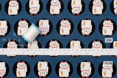 Japanese Fabric Maneki Neko - blue - 50cm