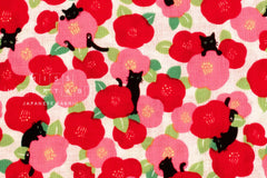 Japanese Fabric Camellia Cats - 50cm