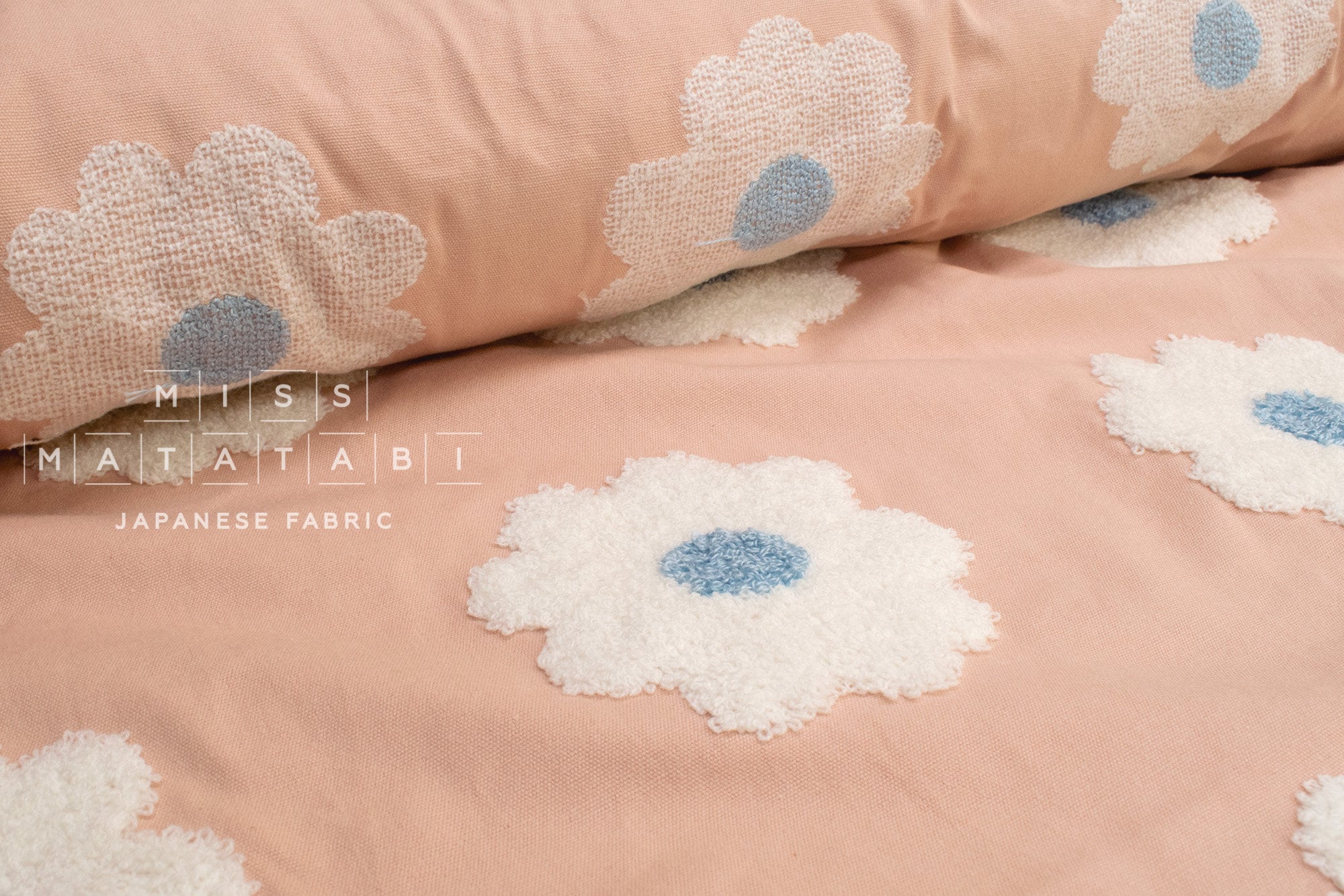 Japanese Fabric Punch Needling Style Floral Embroidery II - pink - 50cm