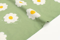 Japanese Fabric Punch Needling Style Floral Embroidery II - green - 50cm