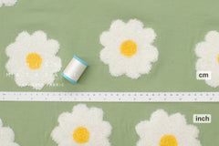 Japanese Fabric Punch Needling Style Floral Embroidery II - green - 50cm