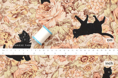 Japanese Fabric Boy Cat and Flowers - A - 50cm