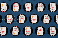 Japanese Fabric Maneki Neko - blue - 50cm